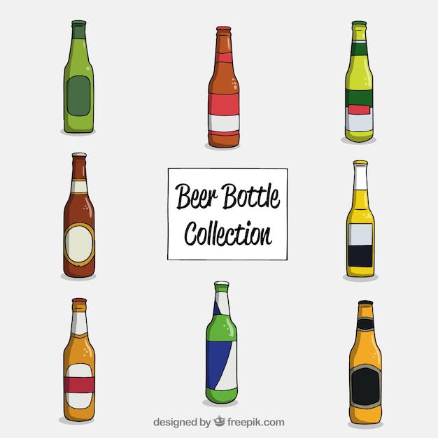 Free vector hand drawn beer bottle collection