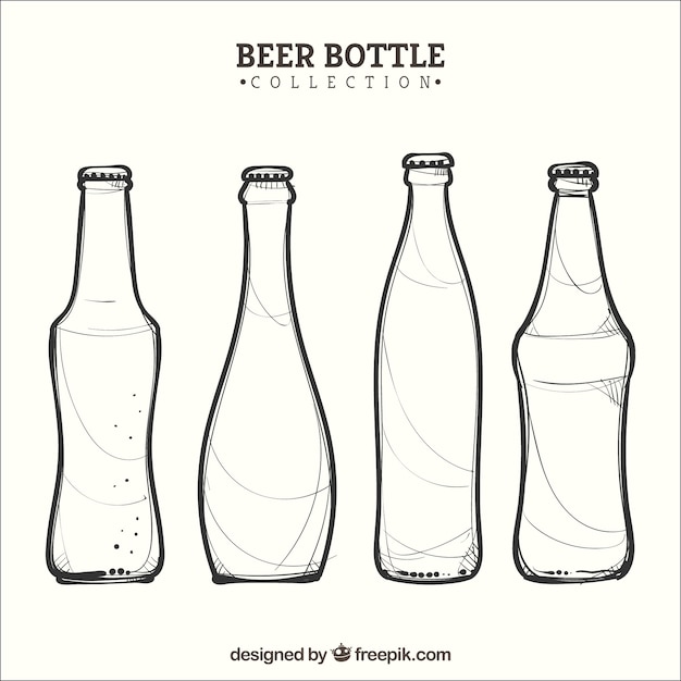 Hand drawn beer bottle collection 