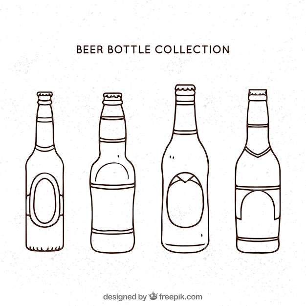 Free Vector hand drawn beer bottle collection