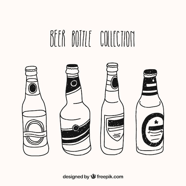 Hand drawn beer bottle collection