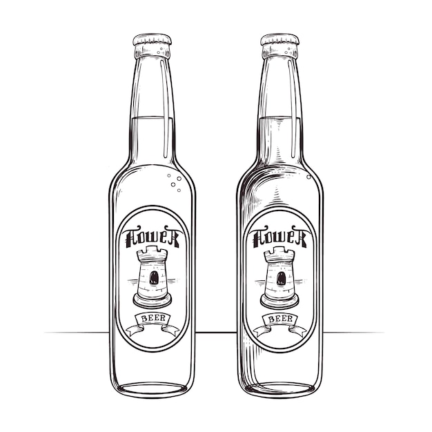 Free vector hand drawn beer bottle drawing element