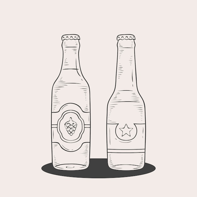 Free vector hand drawn beer bottle drawing element