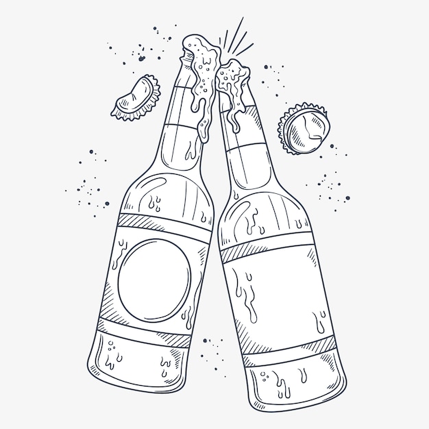 Free Vector hand drawn beer bottle drawing illustration