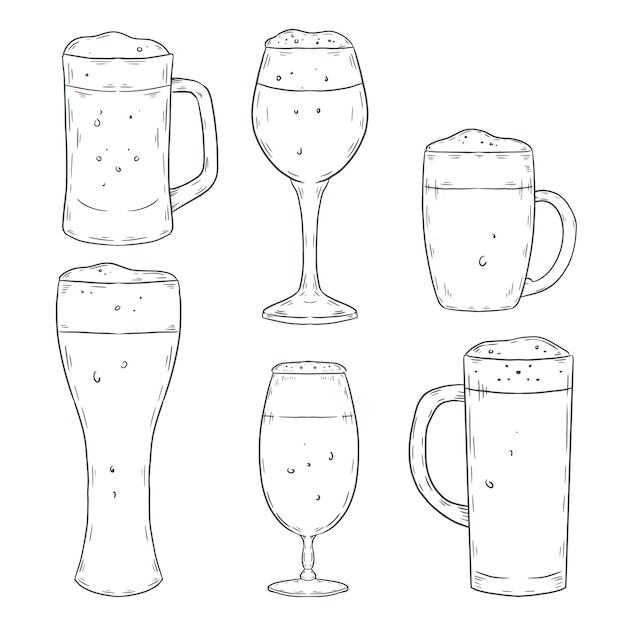 Hand drawn beer drawing elements