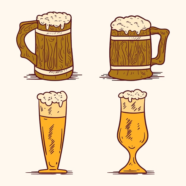 Free Vector hand drawn beer drawing elements