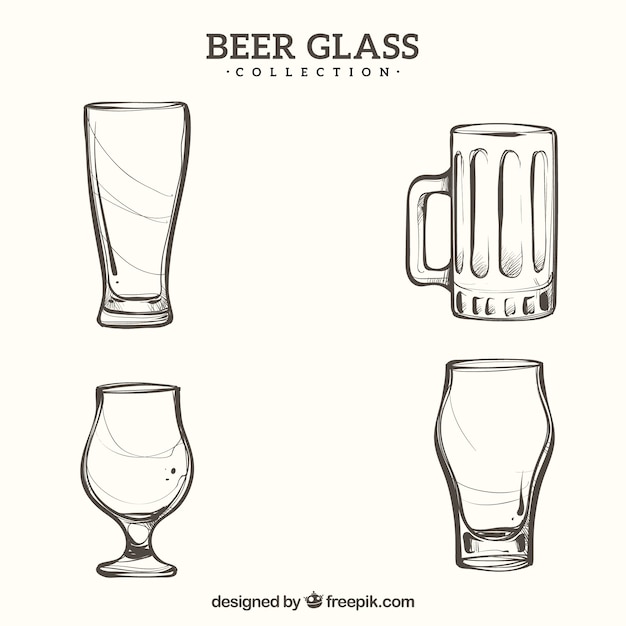 Hand drawn beer glass & mug collection