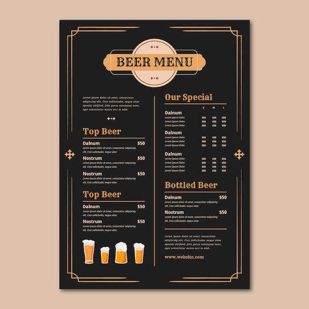 Hand drawn beer menu design