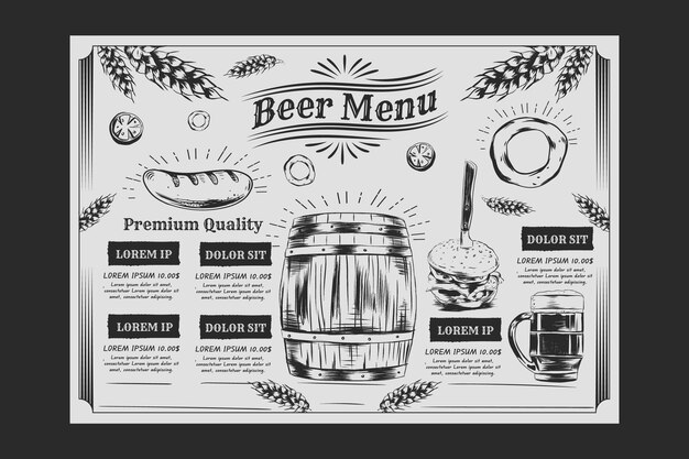 Hand drawn beer menu template