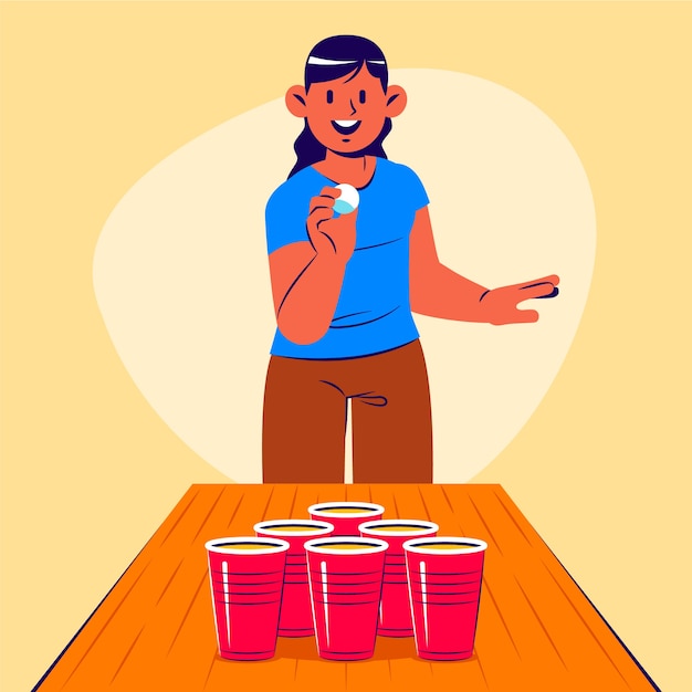 Free Vector hand drawn beer pong illustration