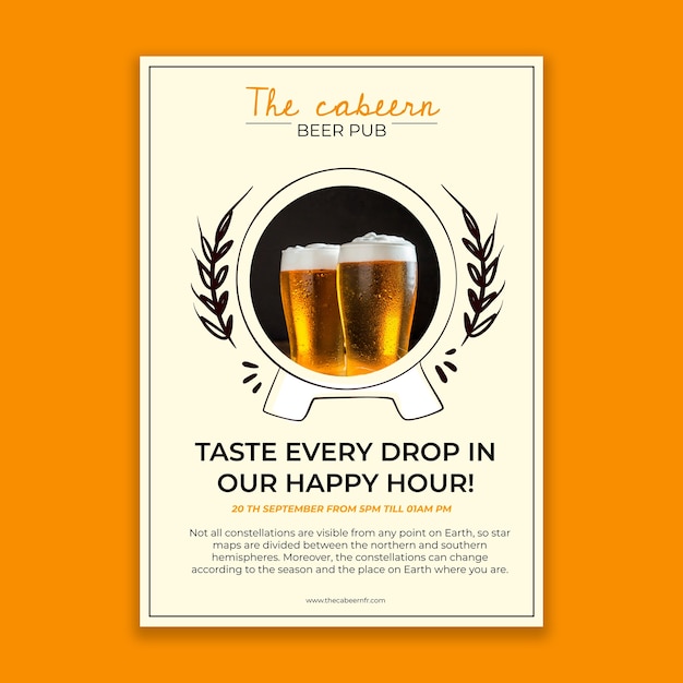 Hand drawn beer tavern offer poster