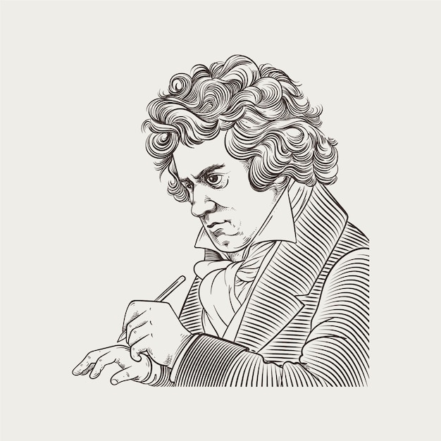 Free Vector hand drawn beethoven  illustration