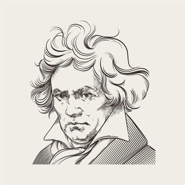 Free Vector hand drawn beethoven illustration