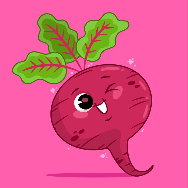 Hand drawn beetroot cartoon illustration