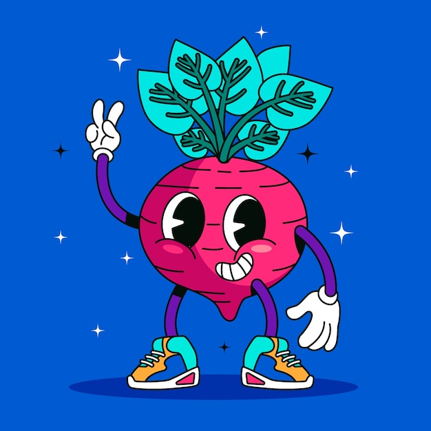 Free vector hand drawn beetroot cartoon illustration