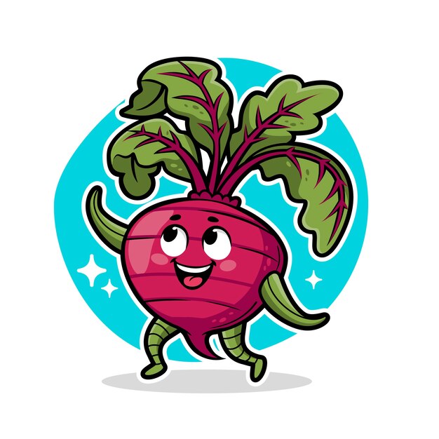 Hand drawn beetroot cartoon illustration