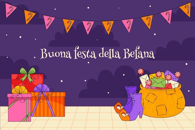 Hand drawn befana background