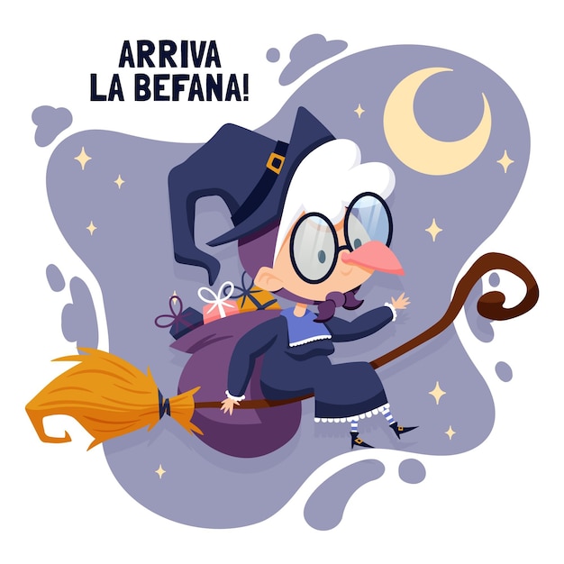 Hand drawn befana concept