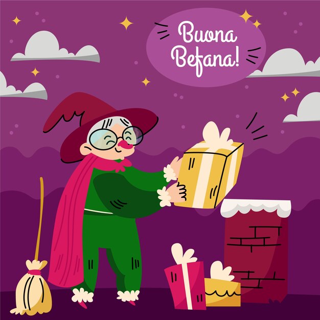 Hand drawn befana illustration