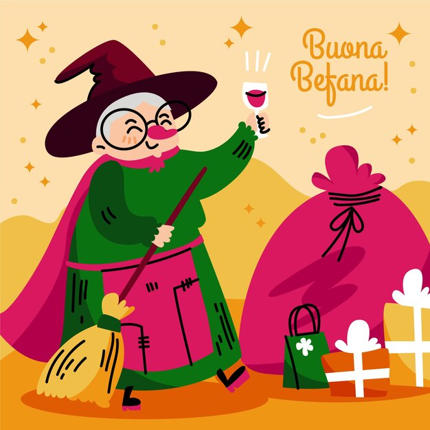 Hand drawn befana illustration