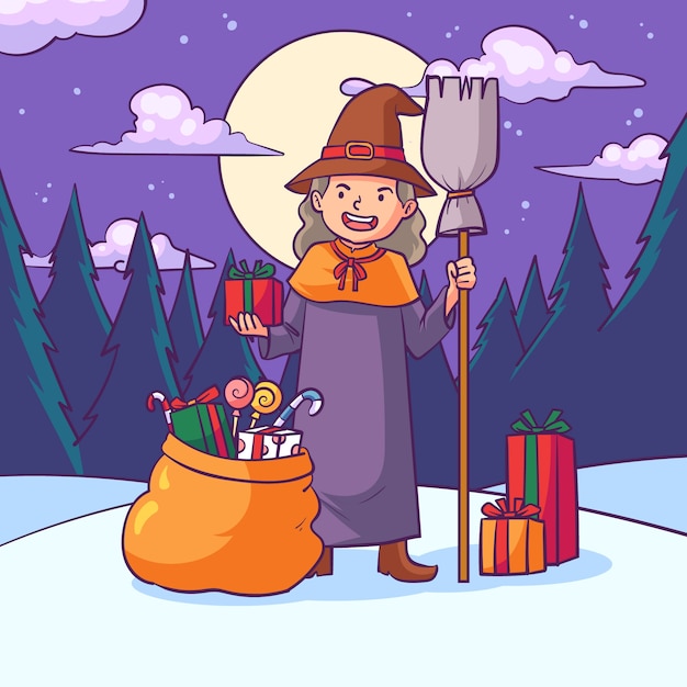 Hand drawn befana illustration