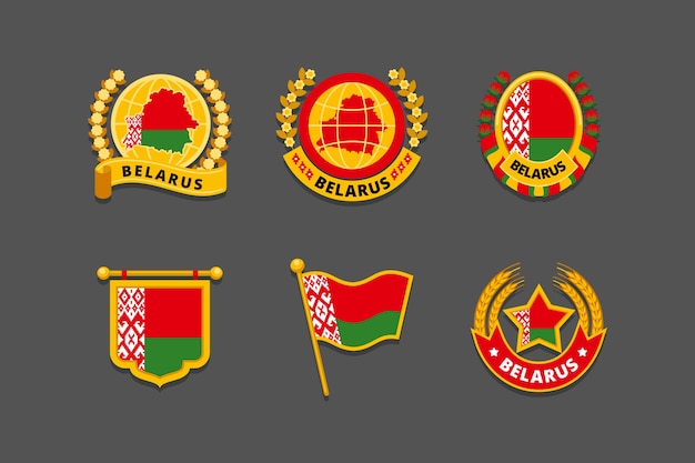 Free Vector hand drawn belarus national emblems