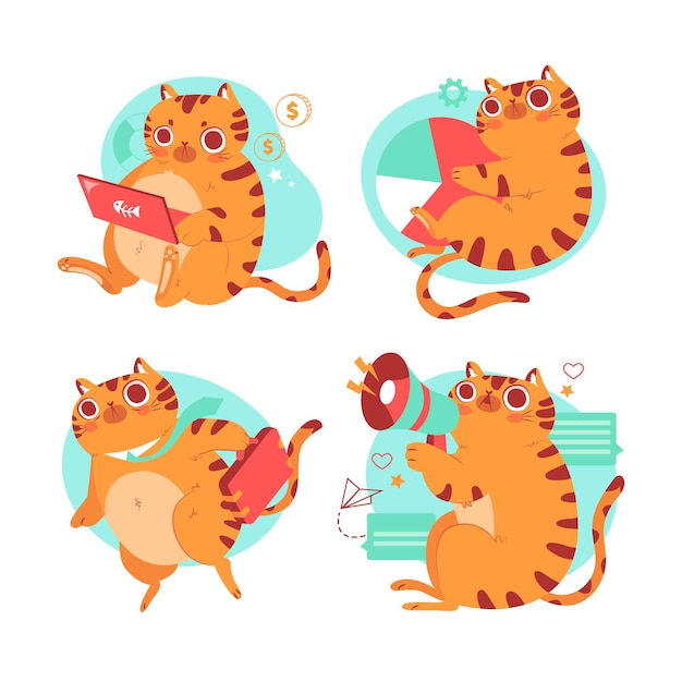 Hand drawn bernie the cat sticker collection