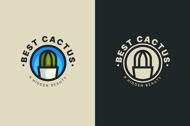 Hand drawn best cactus logo