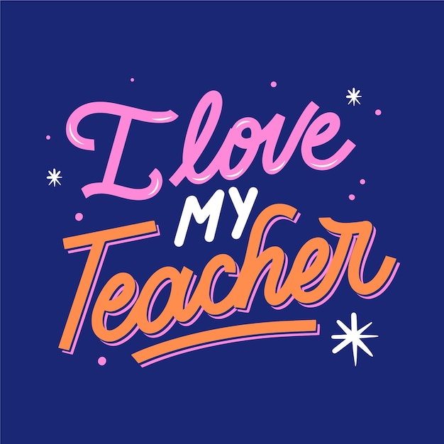 Free Vector hand drawn best teacher text illustration