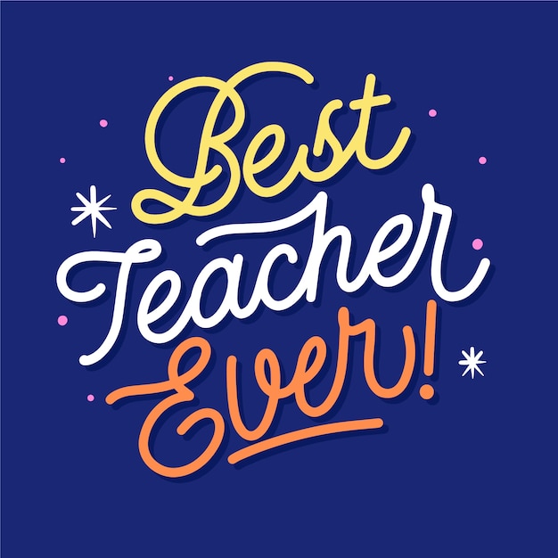 Free Vector hand drawn best teacher text illustration