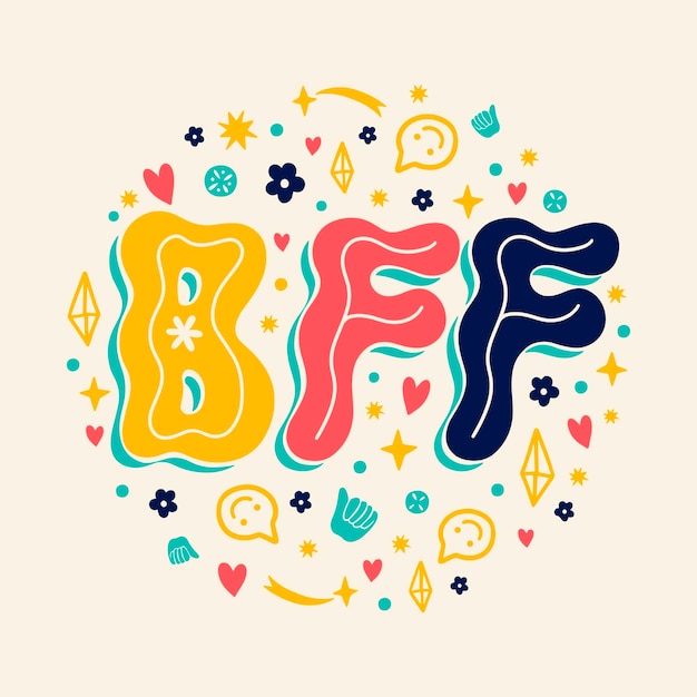 Free Vector hand drawn bff text illustration