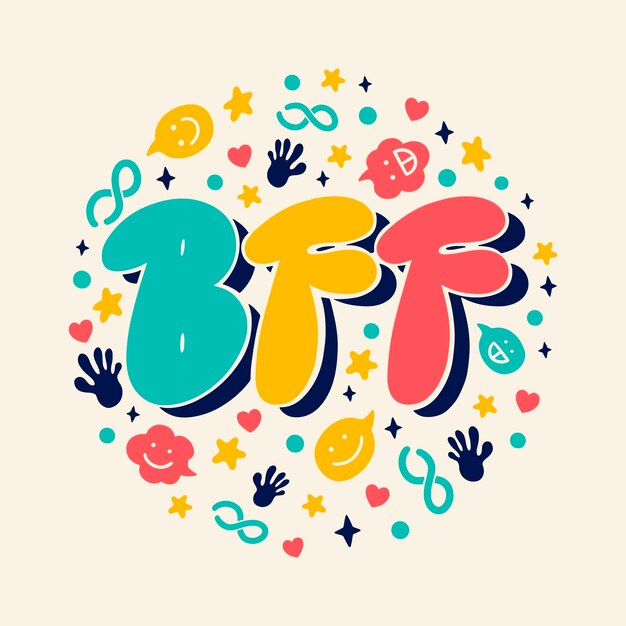 Hand drawn bff text illustration