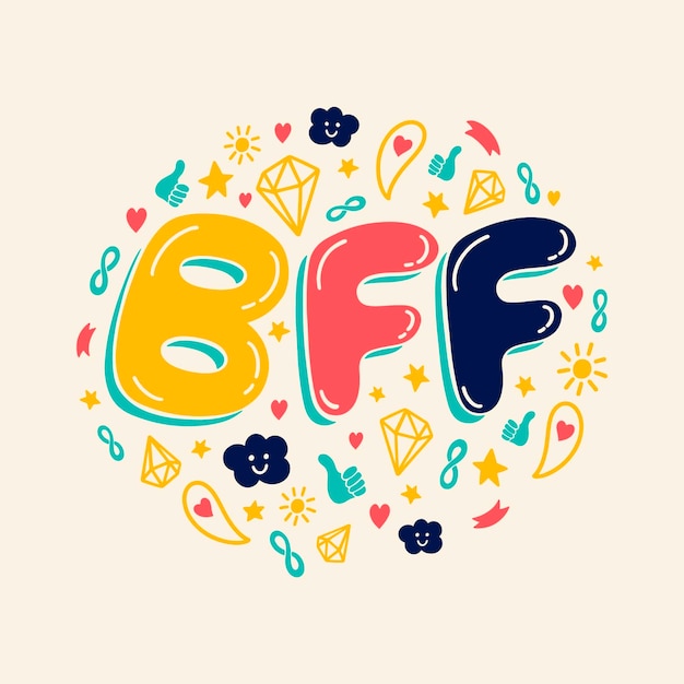 Hand drawn bff text illustration