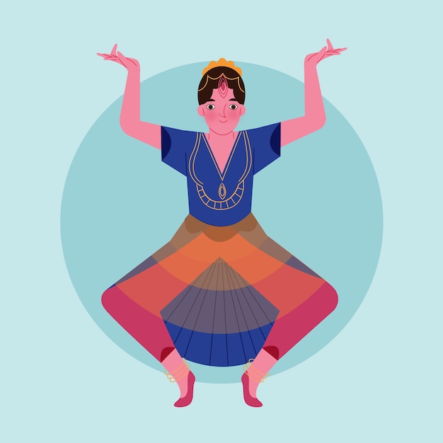 Free vector hand drawn bharatanatyam dance illustration