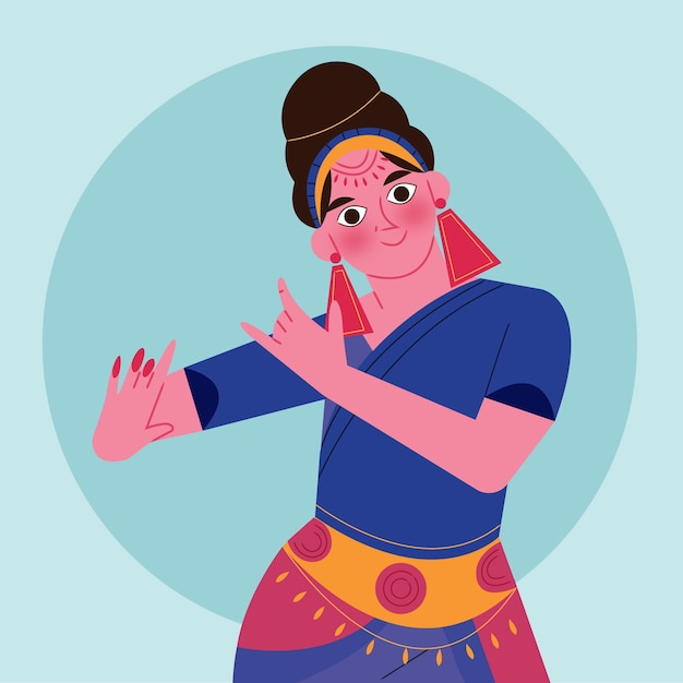 Free Vector hand drawn bharatanatyam dance illustration