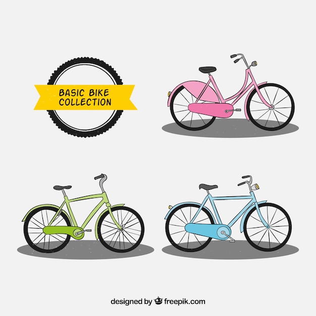 Hand drawn bicycle set