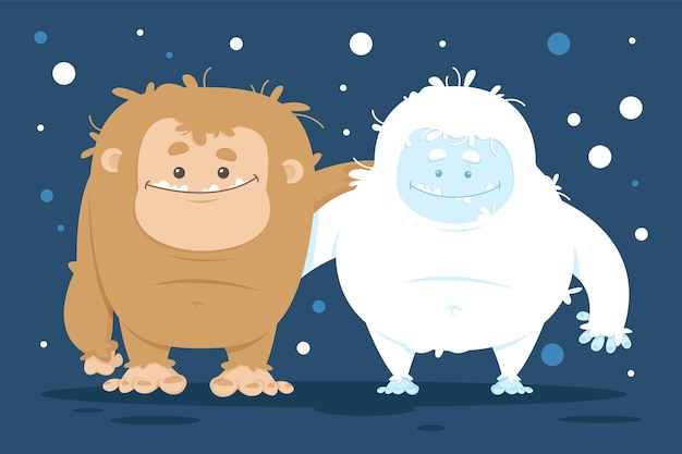 Free Vector hand-drawn bigfoot sasquatch and yeti adominable snowman illustration