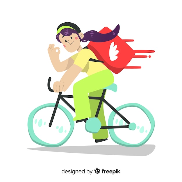 Free Vector hand drawn bike delivery concept illustration