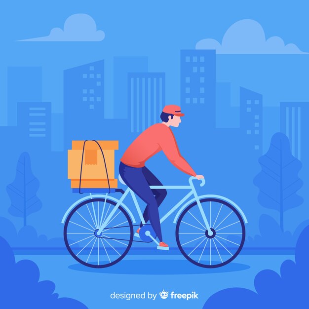 Hand drawn bike delivery concept illustration