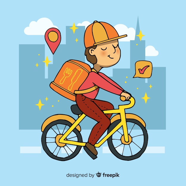 Free Vector hand drawn bike delivery concept illustration