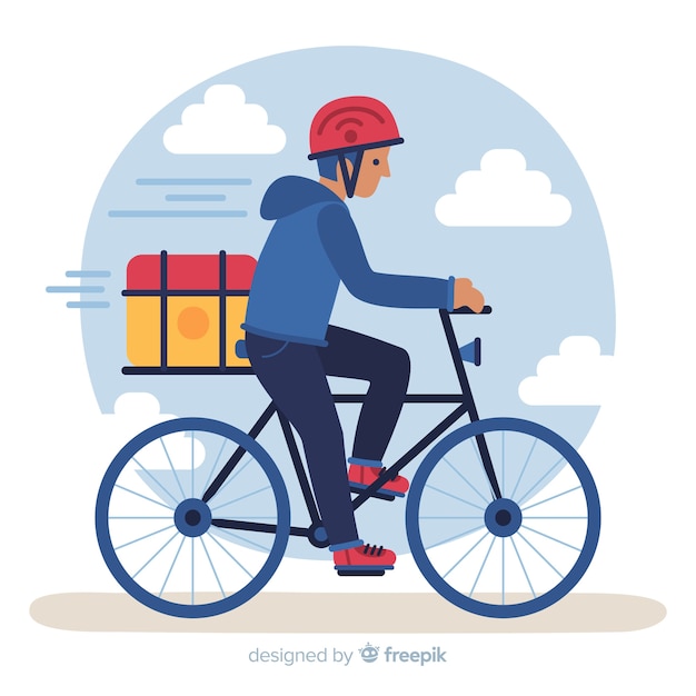 Hand drawn bike delivery concept illustration