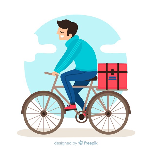 Hand drawn bike delivery concept illustration