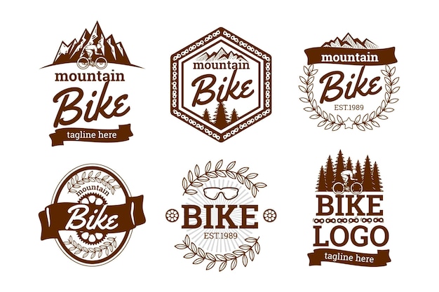 Free vector hand-drawn bike logo collection