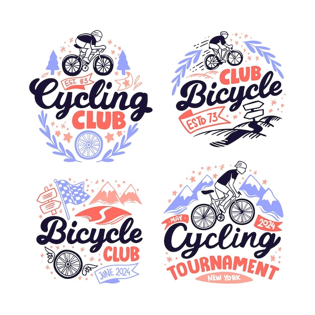 Free vector hand-drawn bike logo collection