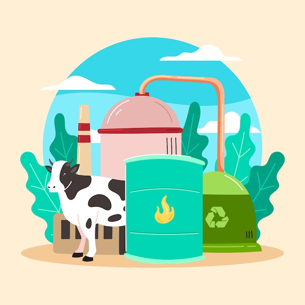 Free Vector hand drawn biogas illustration