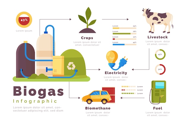 Hand drawn biogas infographic