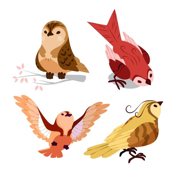 Hand drawn bird collection