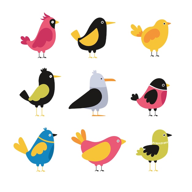 Free vector hand drawn bird collection