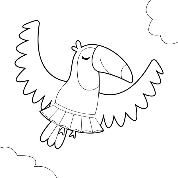 Hand drawn bird outline illustration