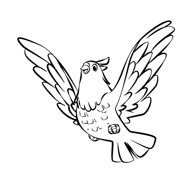 Hand drawn bird outline illustration