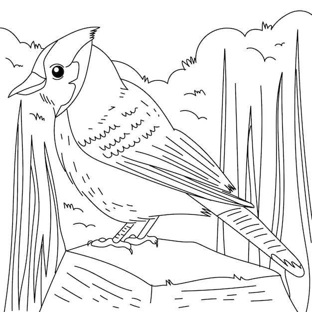 Hand drawn bird outline illustration